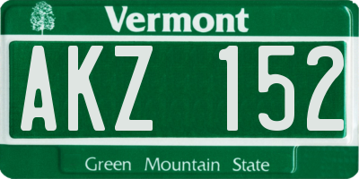 VT license plate AKZ152