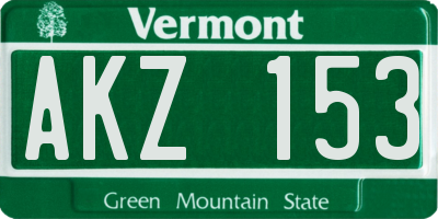 VT license plate AKZ153