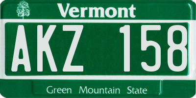VT license plate AKZ158