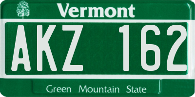 VT license plate AKZ162