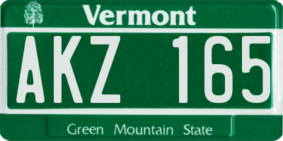 VT license plate AKZ165