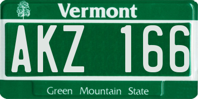 VT license plate AKZ166