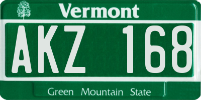VT license plate AKZ168