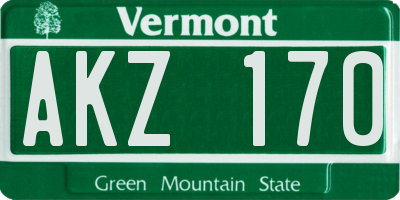 VT license plate AKZ170