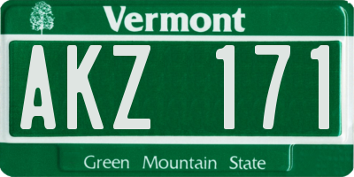 VT license plate AKZ171