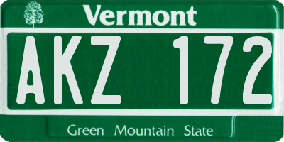 VT license plate AKZ172