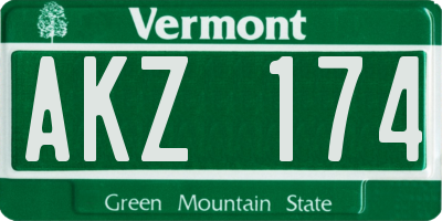 VT license plate AKZ174