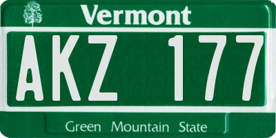 VT license plate AKZ177