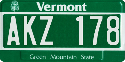 VT license plate AKZ178