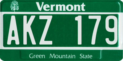 VT license plate AKZ179