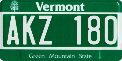 VT license plate AKZ180