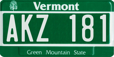VT license plate AKZ181