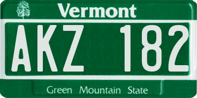 VT license plate AKZ182