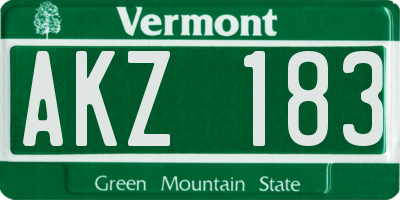 VT license plate AKZ183