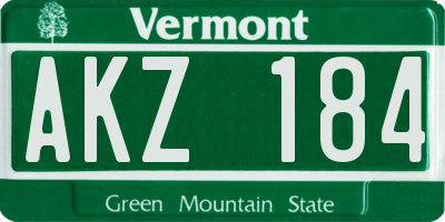 VT license plate AKZ184