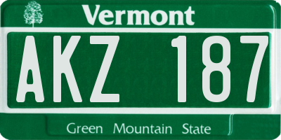 VT license plate AKZ187