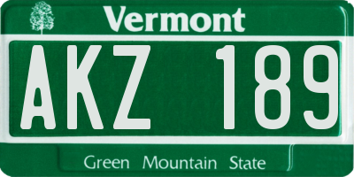 VT license plate AKZ189