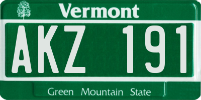 VT license plate AKZ191