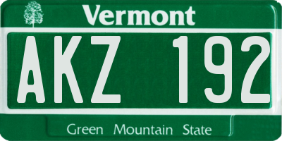 VT license plate AKZ192