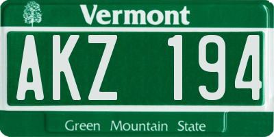 VT license plate AKZ194