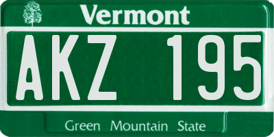 VT license plate AKZ195
