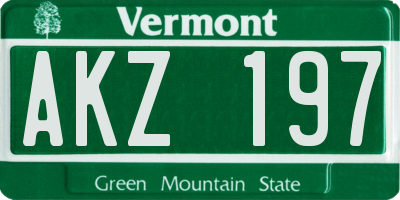 VT license plate AKZ197
