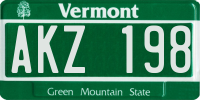 VT license plate AKZ198