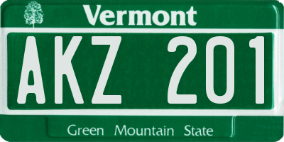 VT license plate AKZ201