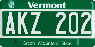 VT license plate AKZ202
