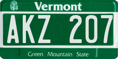 VT license plate AKZ207