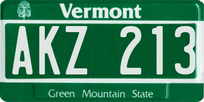 VT license plate AKZ213