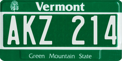 VT license plate AKZ214