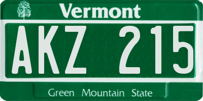 VT license plate AKZ215