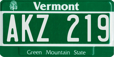 VT license plate AKZ219