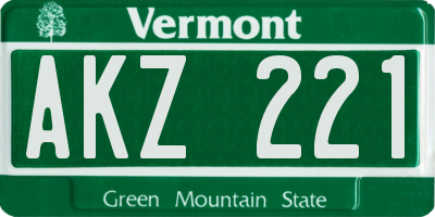 VT license plate AKZ221