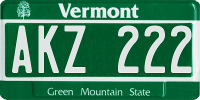 VT license plate AKZ222