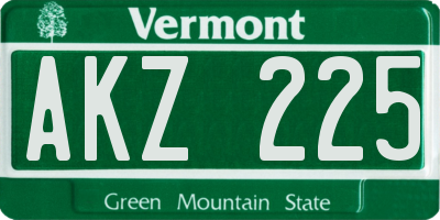 VT license plate AKZ225
