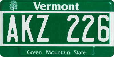 VT license plate AKZ226