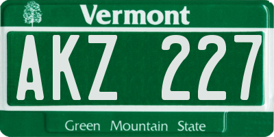 VT license plate AKZ227