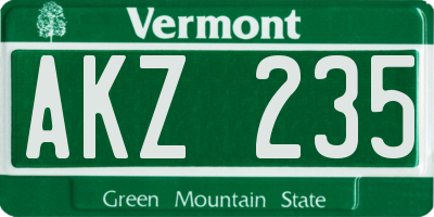 VT license plate AKZ235