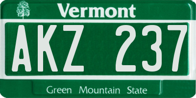 VT license plate AKZ237