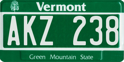 VT license plate AKZ238