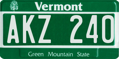 VT license plate AKZ240