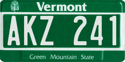 VT license plate AKZ241