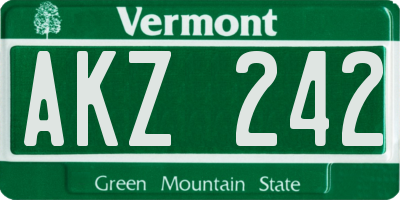 VT license plate AKZ242