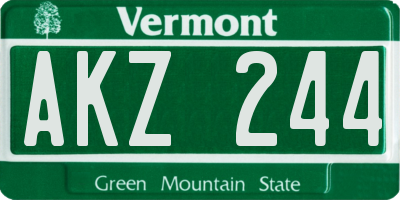 VT license plate AKZ244