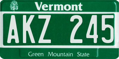 VT license plate AKZ245