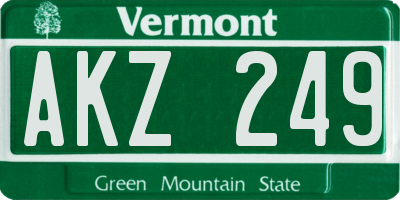 VT license plate AKZ249