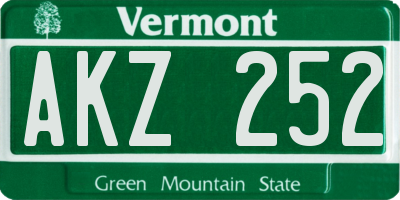 VT license plate AKZ252