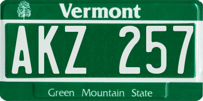 VT license plate AKZ257